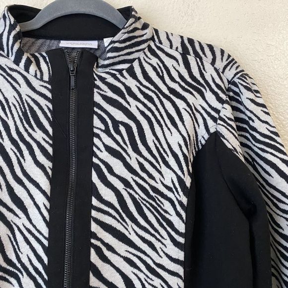 Chicos Jacket Womens Size 2 Large Zebra Print Fullzip Stretch Black White - Picture 3 of 8